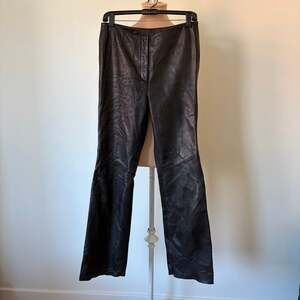 Siena Studio Vintage Y2K Leather High Rise Bootcut Flared Black Biker Pants Sz 6